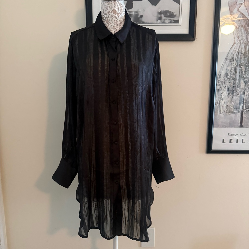 New transparent black long blouse tunic Tamara H size 3X